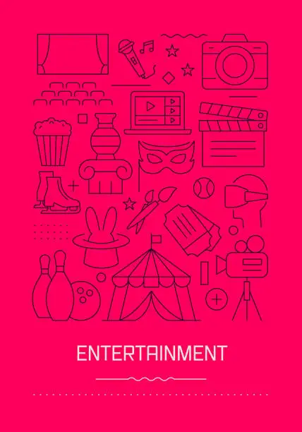 Vector illustration of Entertainment Related Modern Line Design Brochure, Poster, Flyer, Presentation Template Vector Illustration