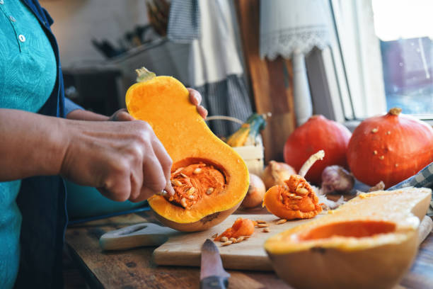 istock Preparing Pumpkin Soup with Bacon and Thyme 1340293857