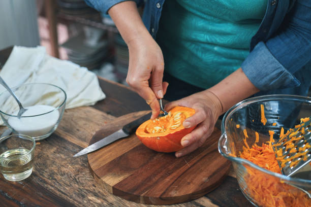 istock Preparing Pumpkin Soup with Bacon and Thyme 1340294121