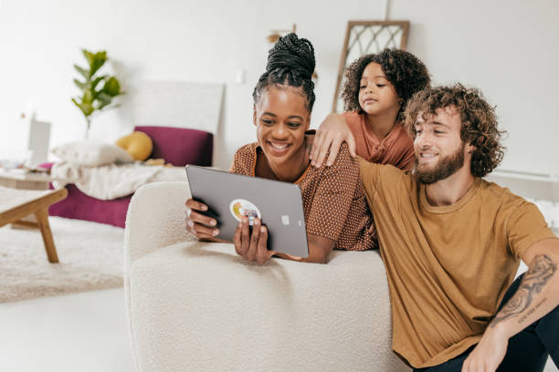 istock Family at home with tablet 1340295602