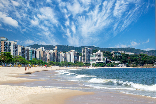 Beautiful landscape of the Icarai Beach in the Southern district of Niteroi city in Rio de Janeiro, Brazil