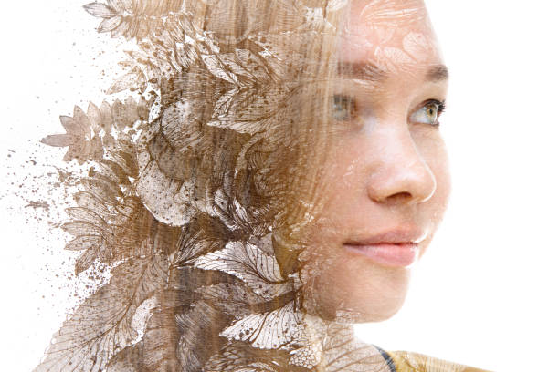 istock Double exposure portrait. Isolated on a white background 1340302716