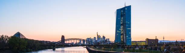 istock Frankfurt sunset silhouetting River Main banking skyscrapers panorama Germany 1340303150