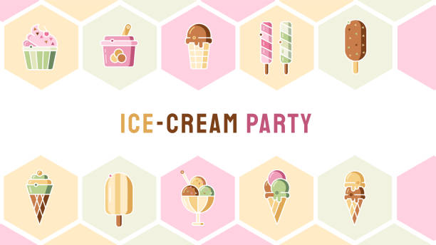 ilustrações, clipart, desenhos animados e ícones de ilustração vetorial do conjunto de sorvetes em estilo plano. - ice cream truck