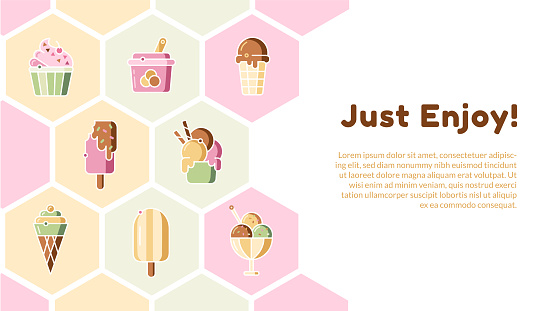 Vector illustration of set of ice creams in flat style. Concept of ice cream party.