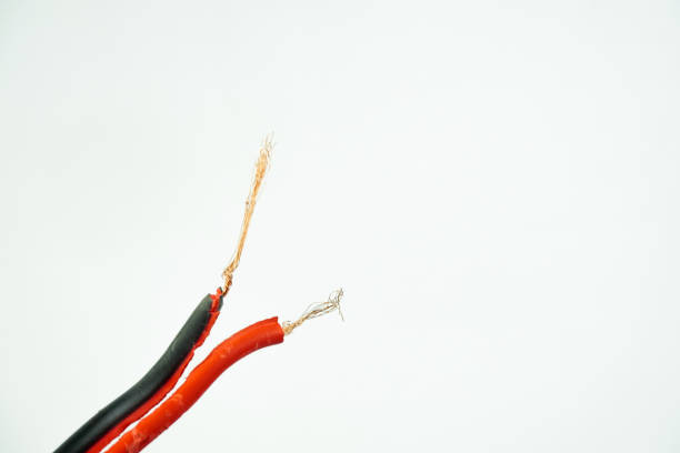 istock Red black wire with copper fiber 1340306376