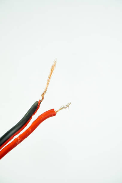 istock Red black wire with copper fiber 1340306399