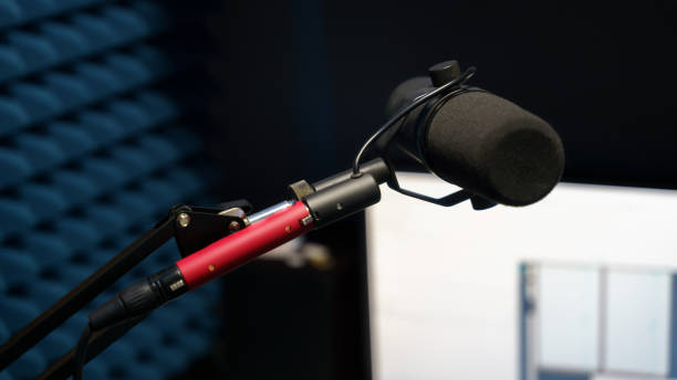 istock microphone in recording studio, close up, blurry background 1340306927