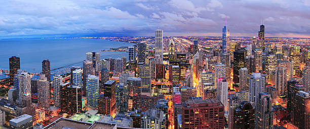 istock Chicago skyline panorama aerial view 134030852