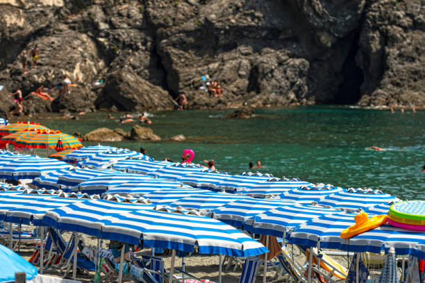 istock Monterosso, Cinque Terre, Italy. Umbrellas on the beach 1340308974