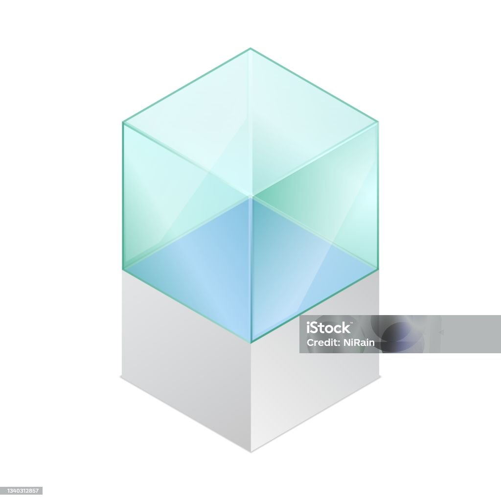 Isometric Vector Illustration Empty Glass Cube Isolated On White Background  Realistic Glass Display Box Icon Modern Clear Glass Showcase Transparent  Acrylic Plastic Or Plexiglass Box For Exhibit Stock Illustration - Download  Image