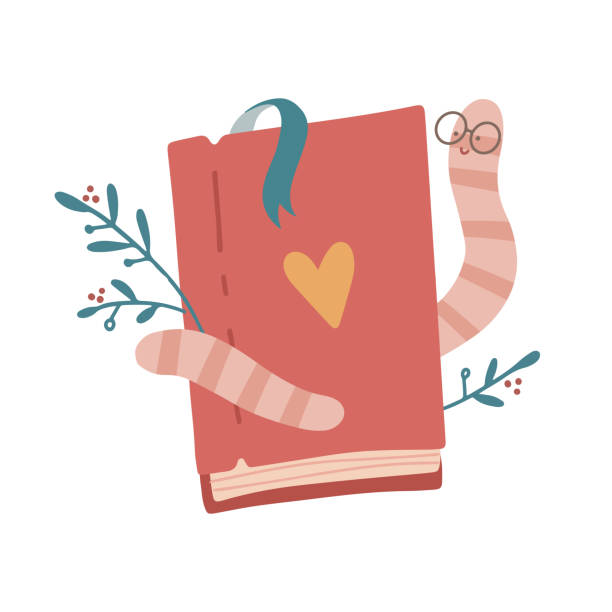 A cute caterpillar bookworm worm cute cartoon character education mascot wearing glasses embracing and hugging a closed book. Love reading concept. Flat hand drawn vector illustration. A cute caterpillar bookworm worm cute cartoon character education mascot wearing glasses embracing and hugging a closed book. Love reading concept. Flat hand drawn vector illustration heart worm stock illustrations