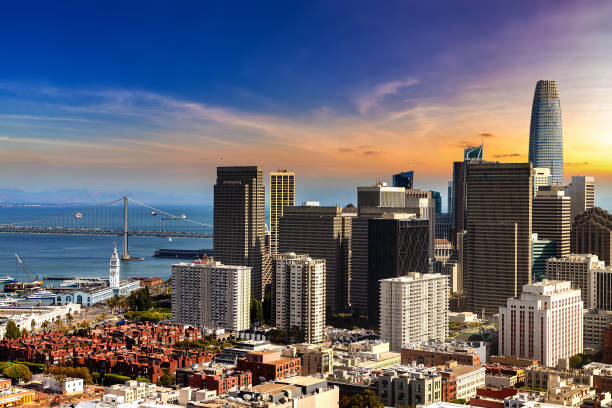 vista aérea de são francisco - cityscape san francisco county city office building - fotografias e filmes do acervo