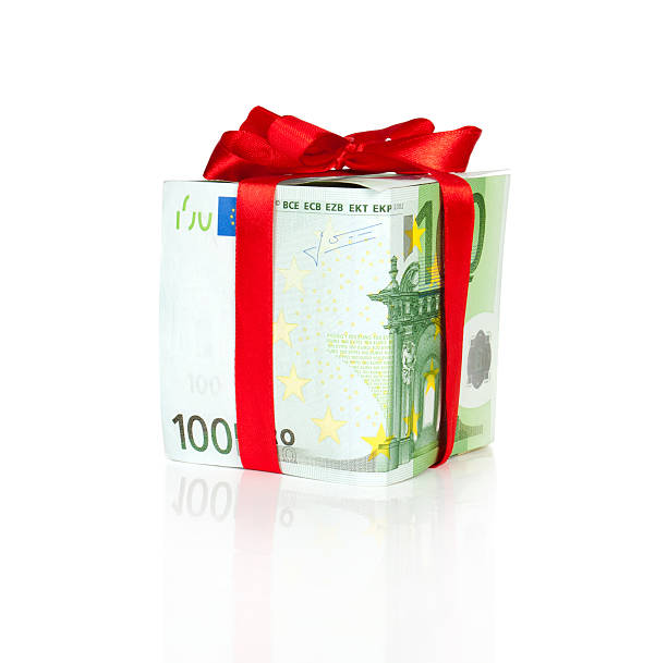 istock euro bill packed as a gift with ribbon 134032311
