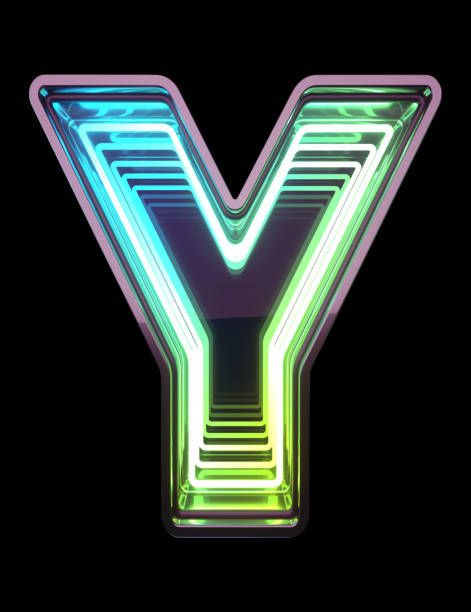 istock Infinity Neon font. Minth light. Letter Y. 1340325308