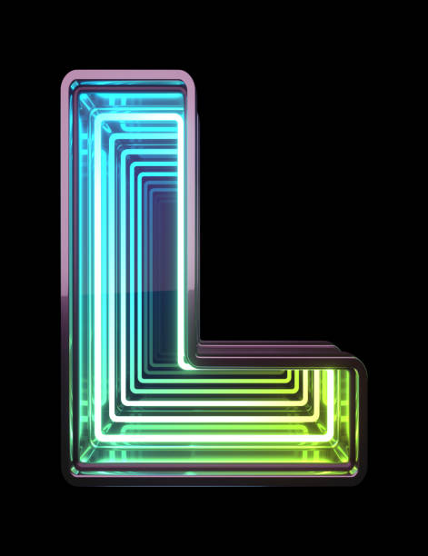 istock Infinity Neon font. Minth light. Letter L. 1340325388