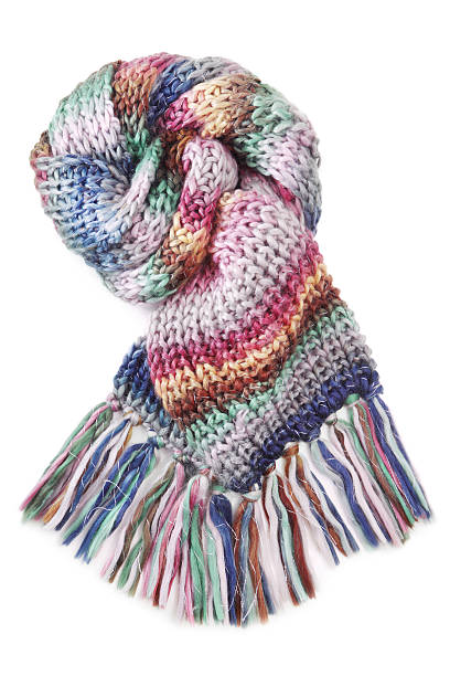 écharpe en laine - knitting vertical striped textile photos et images de collection