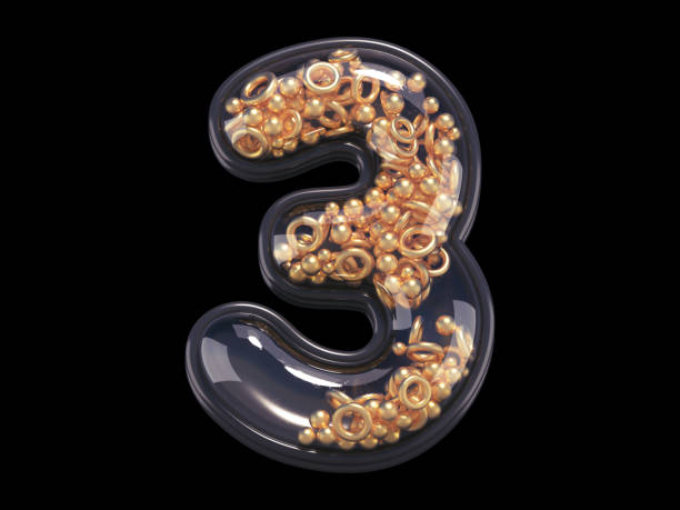 istock Black and gold font. Number 3. 1340327406