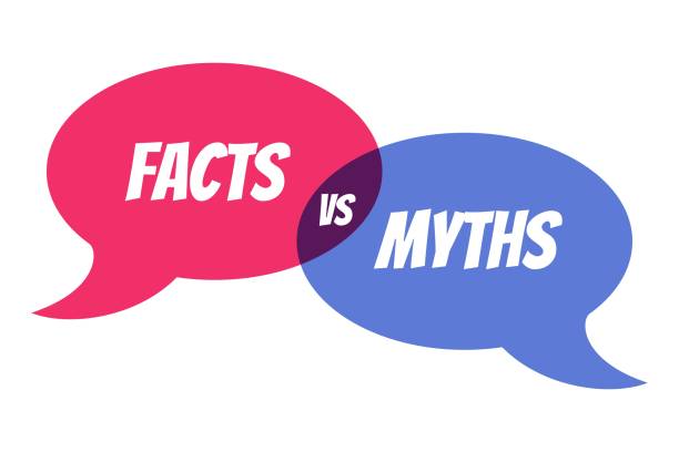 Myths vs facts Vector illustration on white background Thin line speech bubbles with facts and myths Speech bubble icons Concept of thorough fact-checking or easy compare evidence Flat cartoon style Myths vs facts Vector illustration on white background Thin line speech bubbles with facts and myths Speech bubble icons Concept of thorough fact-checking or easy compare evidence Flat cartoon style mythology stock illustrations
