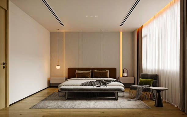 istock 3d render of luxury hotel suite room, bedroom 1340330069