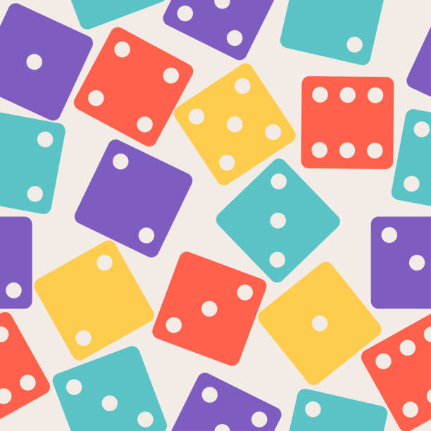 dices gamble gaming nahtloses muster. farbe poker cubes hintergrund. vektor - dice cube number 6 luck stock-grafiken, -clipart, -cartoons und -symbole
