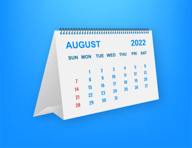 illustrazioni stock, clip art, cartoni animati e icone di tendenza di agosto 2022 calendario foglia. calendario 2022 in stile piatto. illustrazione vettoriale. - 11874