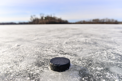 Pond Hockey on Lake in Minneapolis, Minnesota