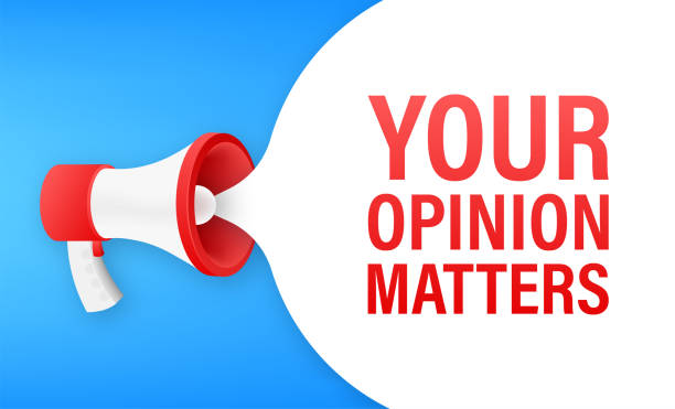 istock Megaphone banner, business concept with text Your opinion matters. Vector illustration. 1340346419