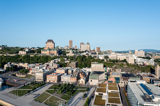 Aerial View of Quebec City on a beautiful morning of summer.