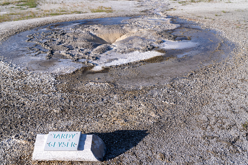 Tardy Geyser sign in Yellowstone National Park