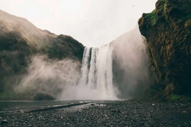 Photo of Majestic Skogafoss Waterfall Skoga River Sudurland Skógafoss Iceland
