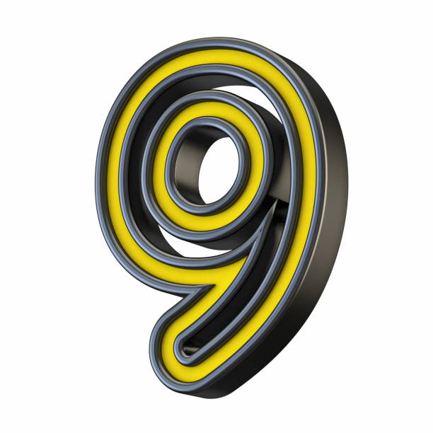 Nine. Digit 9. Nixie tube indicator digit. Gas discharge indicators and lamps. 3D. 3D Rendering