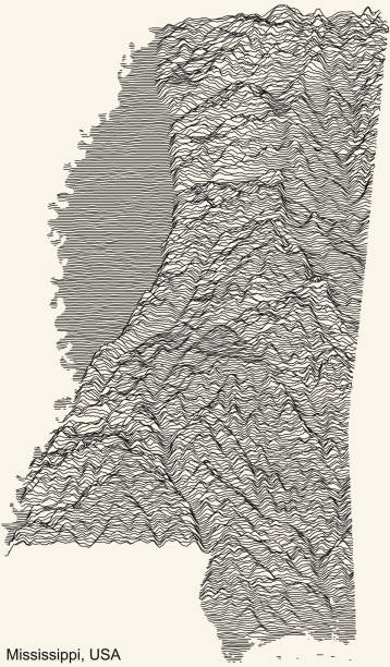 istock Light topographic map of Mississippi, USA 1340359674