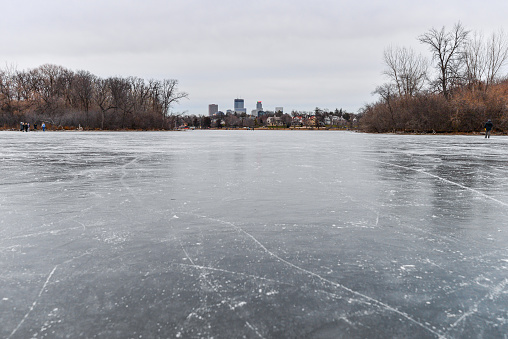 The lake freezes into ice so beautiful