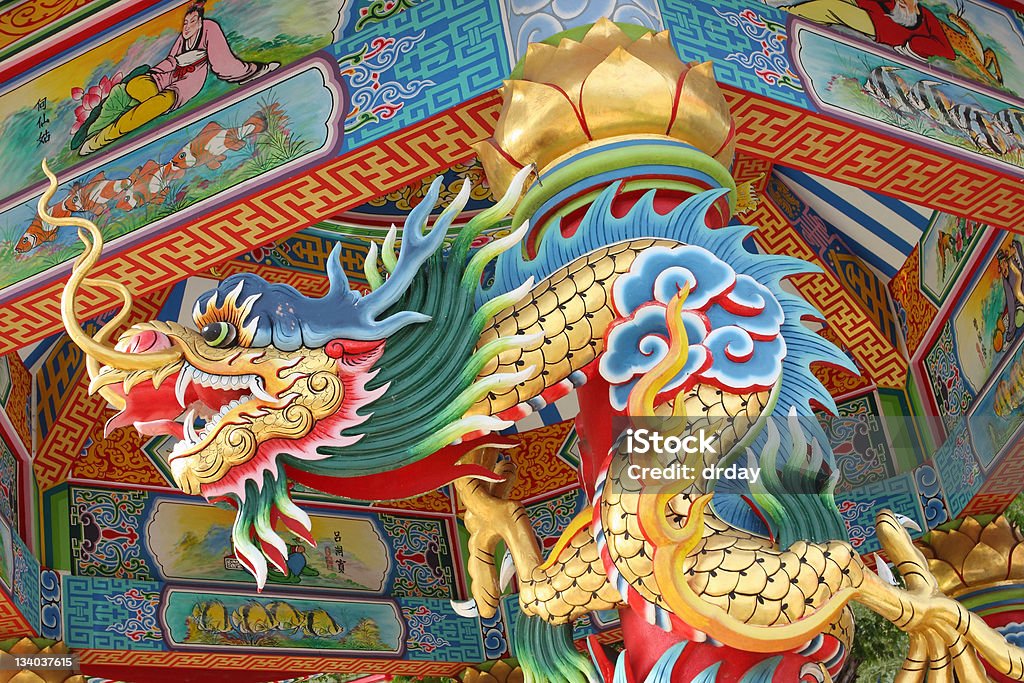 Chinese dragon Dragon on the column in Chinese temple Architectural Column Stock Photo