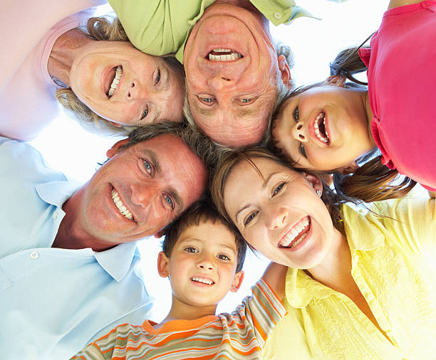 istock A group of family looking down into camera 134037630