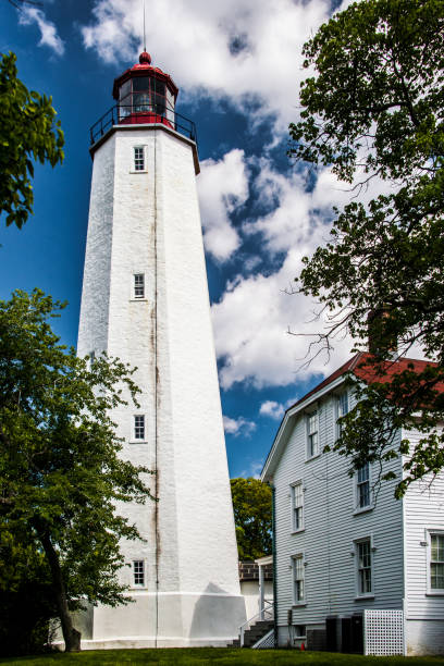 Lighthouse in Sandy Hook, New jersey stock photo