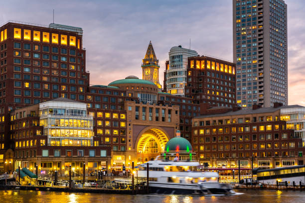 istock Boston cityscape at night 1340382135