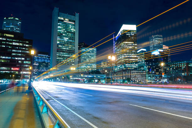 istock Traffic light trails in Boston 1340382153