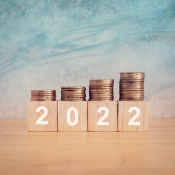 istock 2022 new year concept. Wooden Blocks With text 2022 on table. Copy space 1340382157