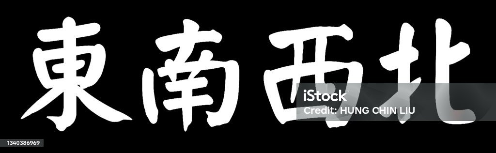 Chinese Letter East West South North Stock Illustration - Download