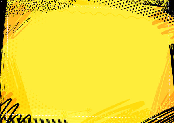 illustrazioni stock, clip art, cartoni animati e icone di tendenza di cornice pennarello dipinta di giallo e nero - silhouette abstract backgrounds design