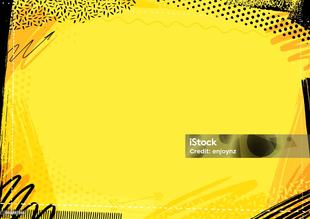 yellow and black painted marker pen frame yellow and black paint textured vector design background for use as background template for business documents, cards, flyers, banners, advertising, brochures, posters, digital presentations, slideshows, PowerPoint, websites Backgrounds stock vector