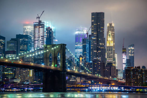 istock Brooklyn Bridge and Manhattan at night 1340396745