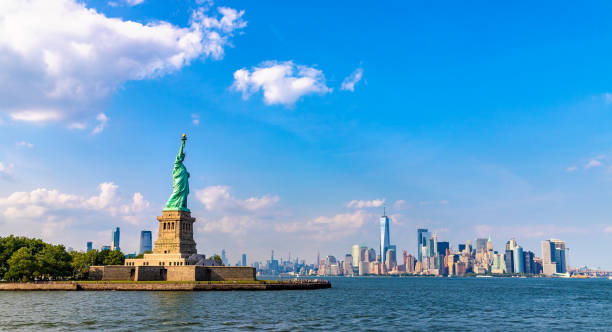istock Statue of Liberty against Manhattan 1340397909
