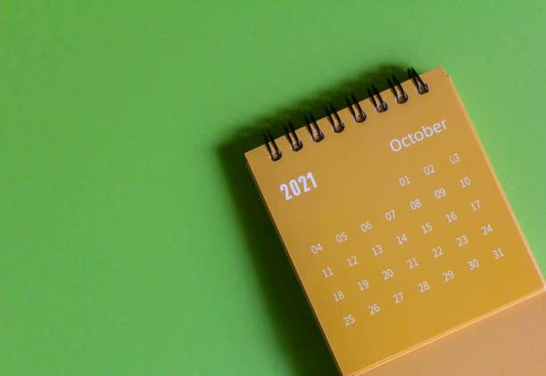 istock Calendar for October 2021. A desktop calendar for planning, organizing and managing each date.Flatley. 1340398018