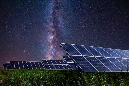 Solar photovoltaic panels and the Milky Way, Solar photovoltaic panels at night