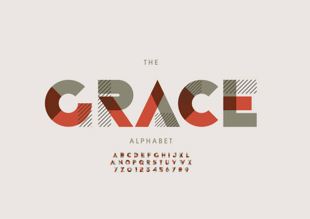 Grace alphabet Vector of stylized grace alphabet and font letterpress stock illustrations