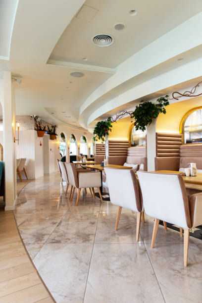 istock Interior of cozy luxury restaurant with original design 1340410020