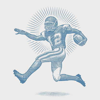 Vector illustration of an American Football running back scoring a touchdown